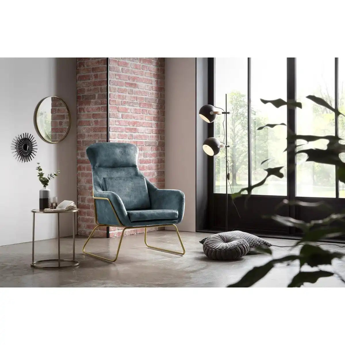 Relaxsessel aus Samtvelours Blau - HomeDesign Knaus