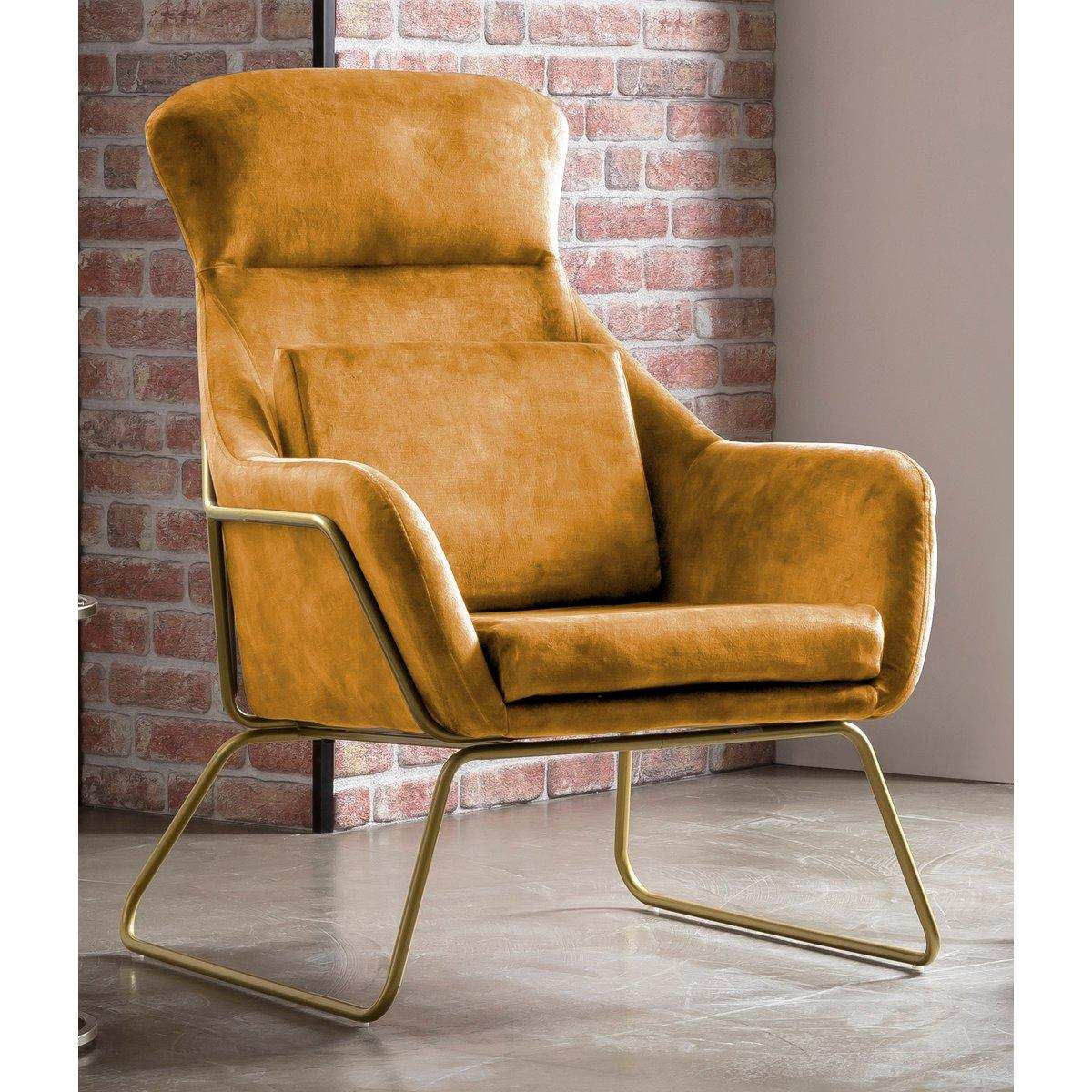 Relaxsessel aus Samtvelours Gold - HomeDesign Knaus