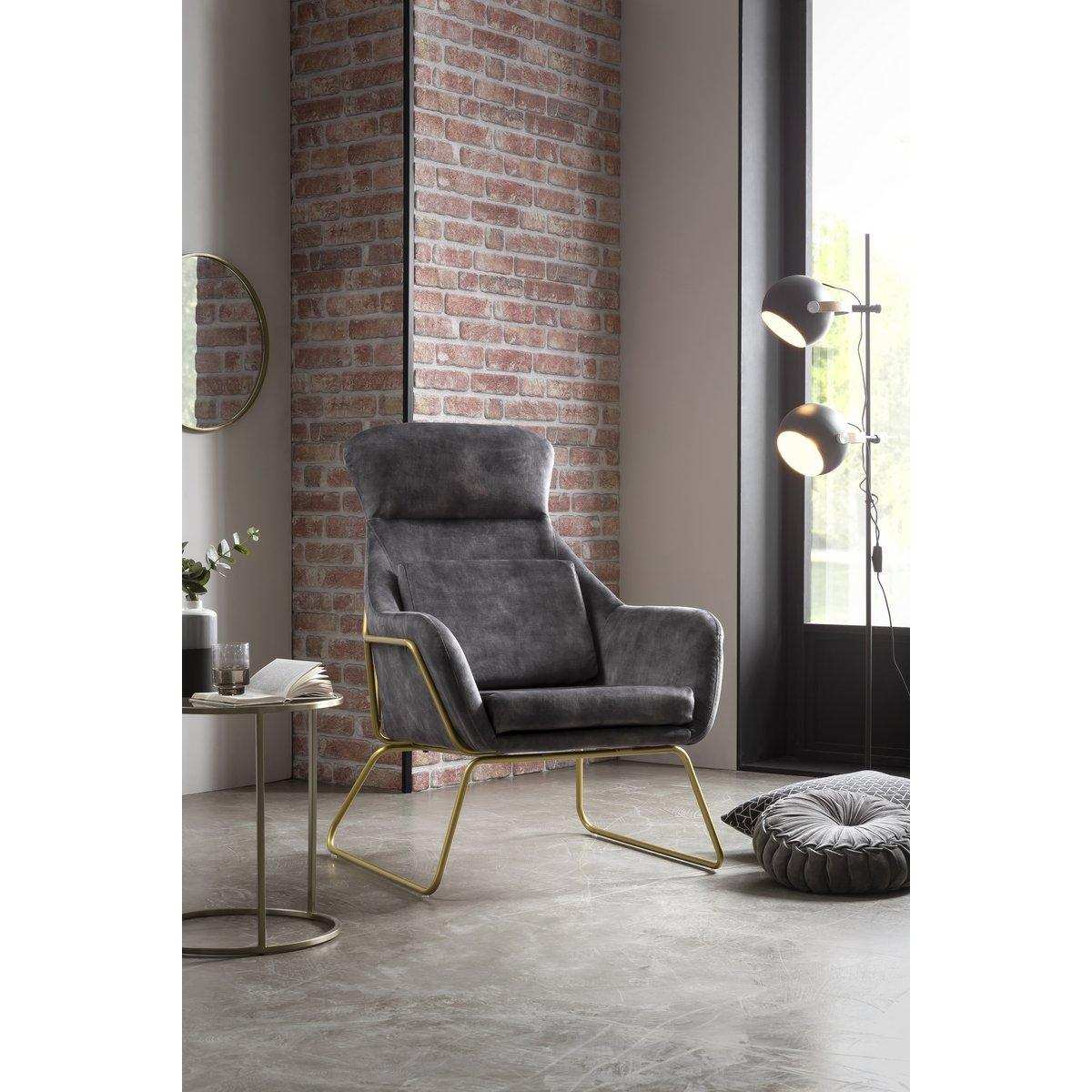 Relaxsessel aus Samtvelours Grau - HomeDesign Knaus