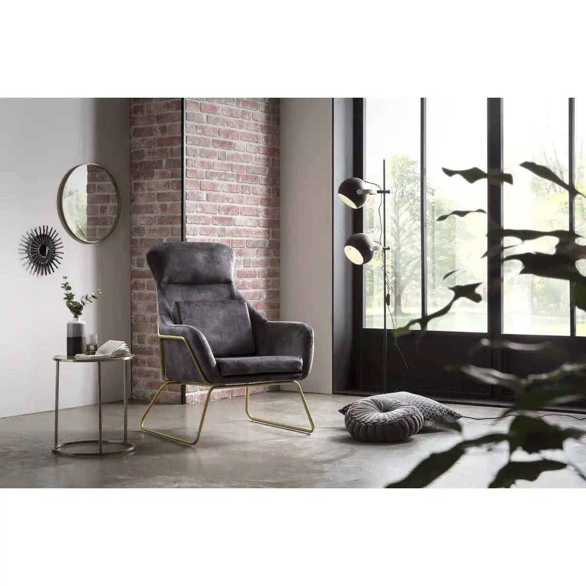 Relaxsessel aus Samtvelours Grau - HomeDesign Knaus