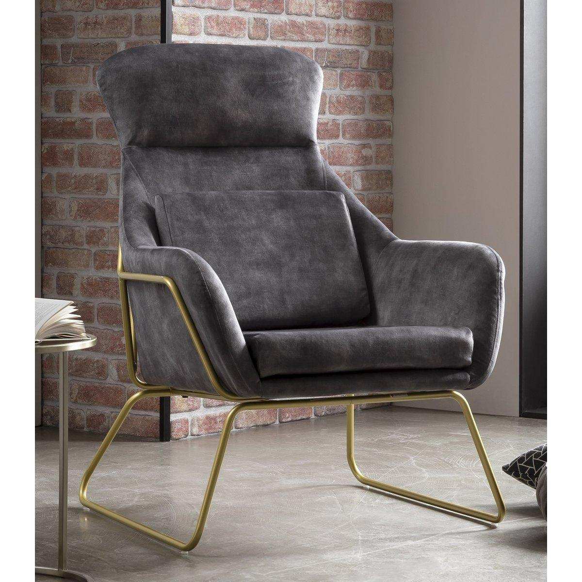 Relaxsessel aus Samtvelours Grau - HomeDesign Knaus