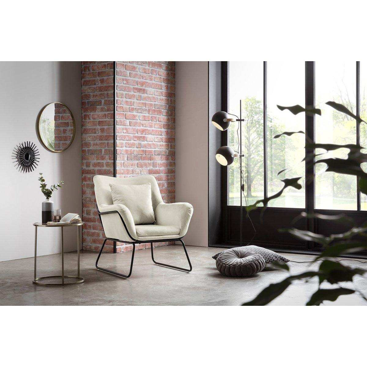 Relaxsessel mit Samtbezug Beige - HomeDesign Knaus