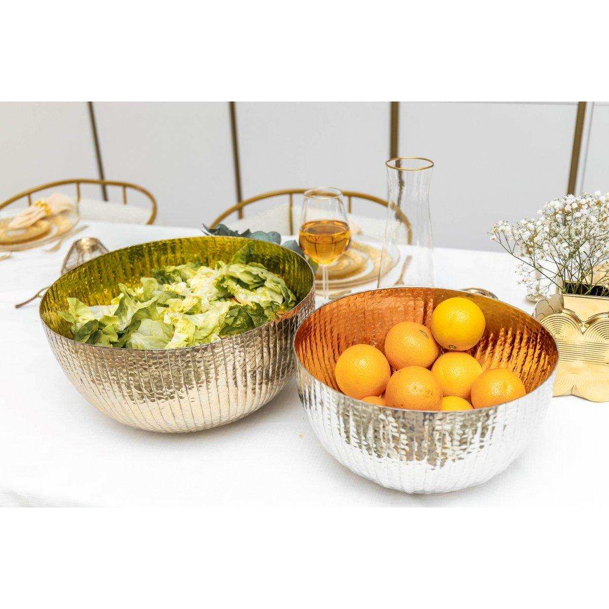 RUNDE SALATSCHÜSSEL AUS GOLD UND SILBER – 2ER-SET – 33 UND 35 CM - HomeDesign Knaus
