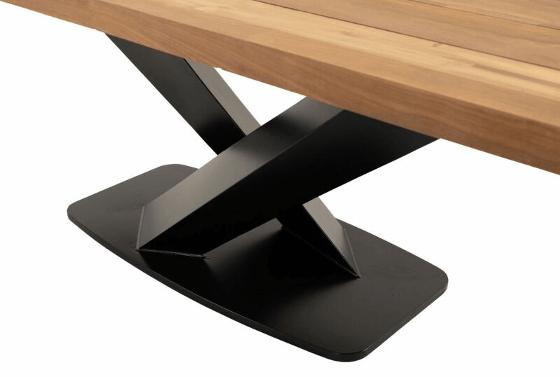 Rustikal Esstisch Gartentisch mit schwarzen Stahlelementen l Teakholz 240 cm - HomeDesign Knaus