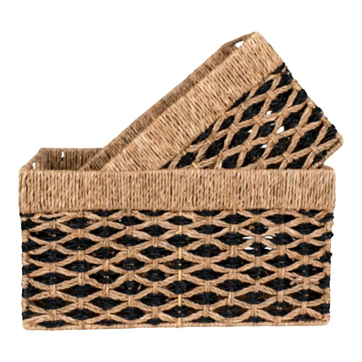 Salar-Körbe – Schwarz/Natur, Seegras – 2er-Set - HomeDesign Knaus