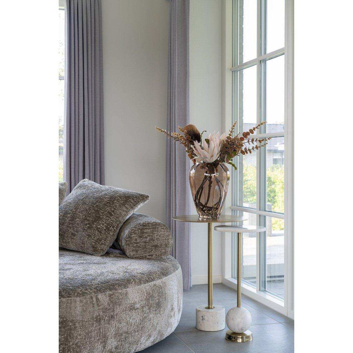 Salo Beistelltisch – Beistelltisch aus Messing und Marmor Ø25x54 cm - HomeDesign Knaus