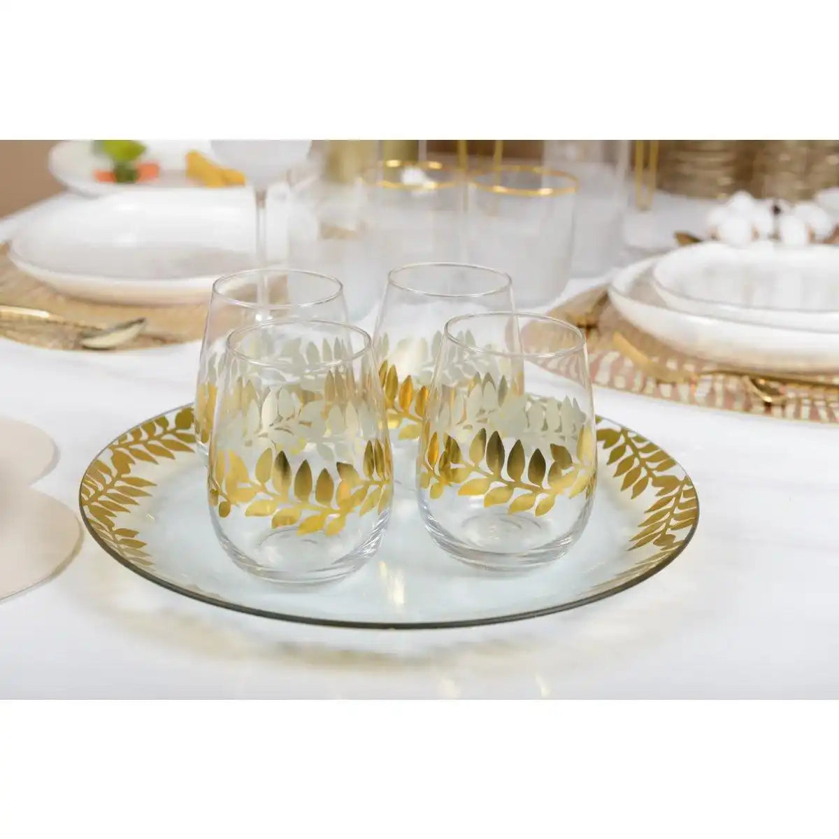 SATZ MIT 4 GOLDENEN CAESAR-GLÄSERN 400ML - HomeDesign Knaus