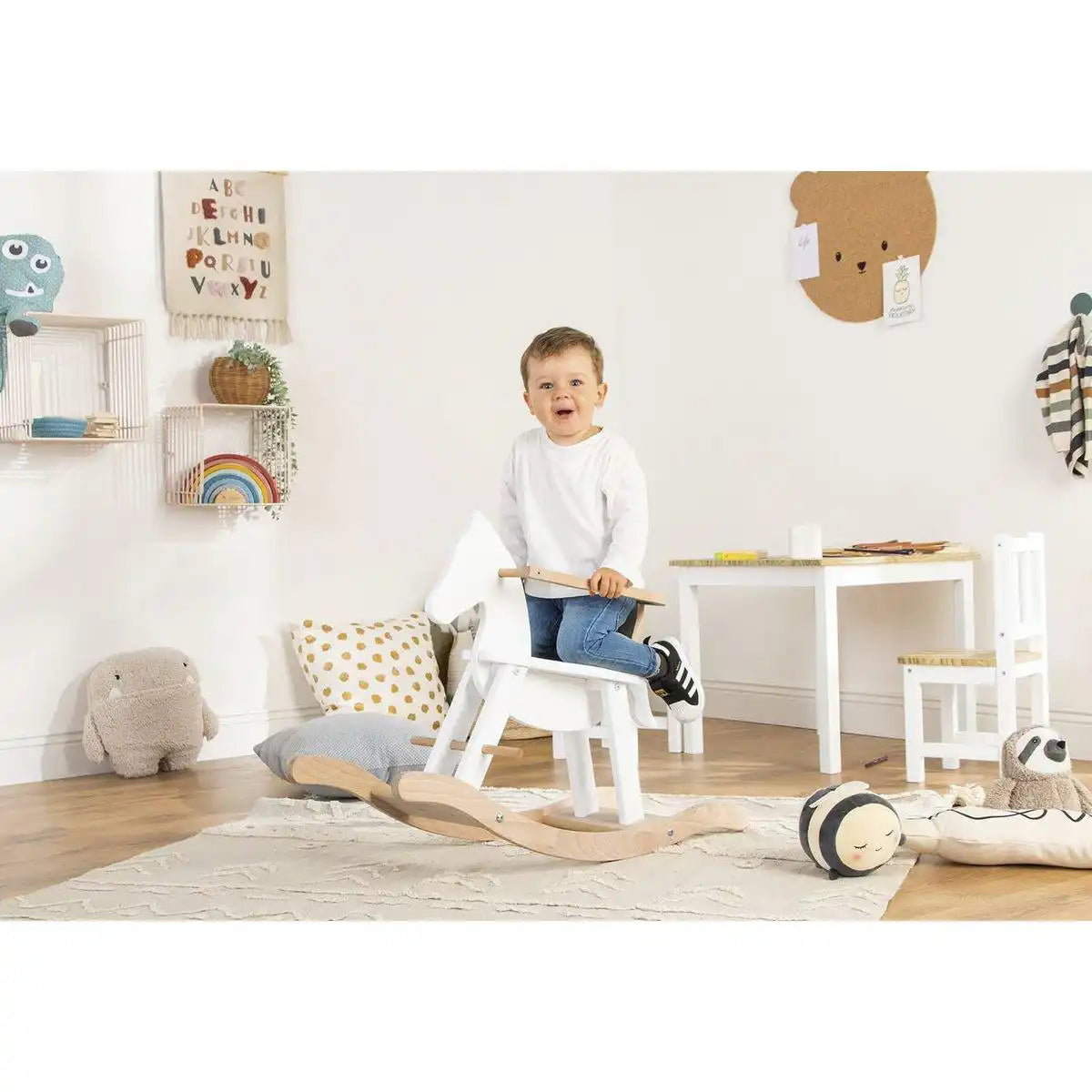 Schaukelpferd 'Pinolino' mit Ring, weiß/natur - HomeDesign Knaus
