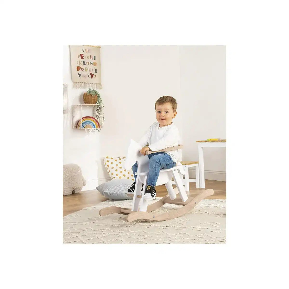 Schaukelpferd 'Pinolino' mit Ring, weiß/natur - HomeDesign Knaus