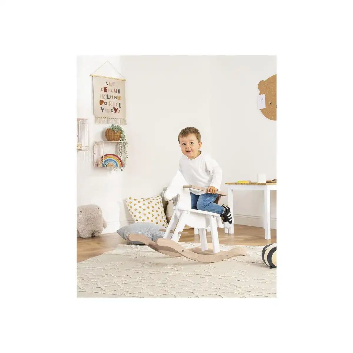 Schaukelpferd 'Pinolino' mit Ring, weiß/natur - HomeDesign Knaus
