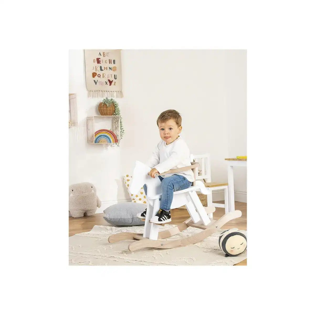 Schaukelpferd 'Pinolino' mit Ring, weiß/natur - HomeDesign Knaus