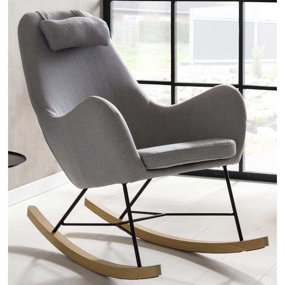 Schaukelstuhl grau Textil - HomeDesign Knaus
