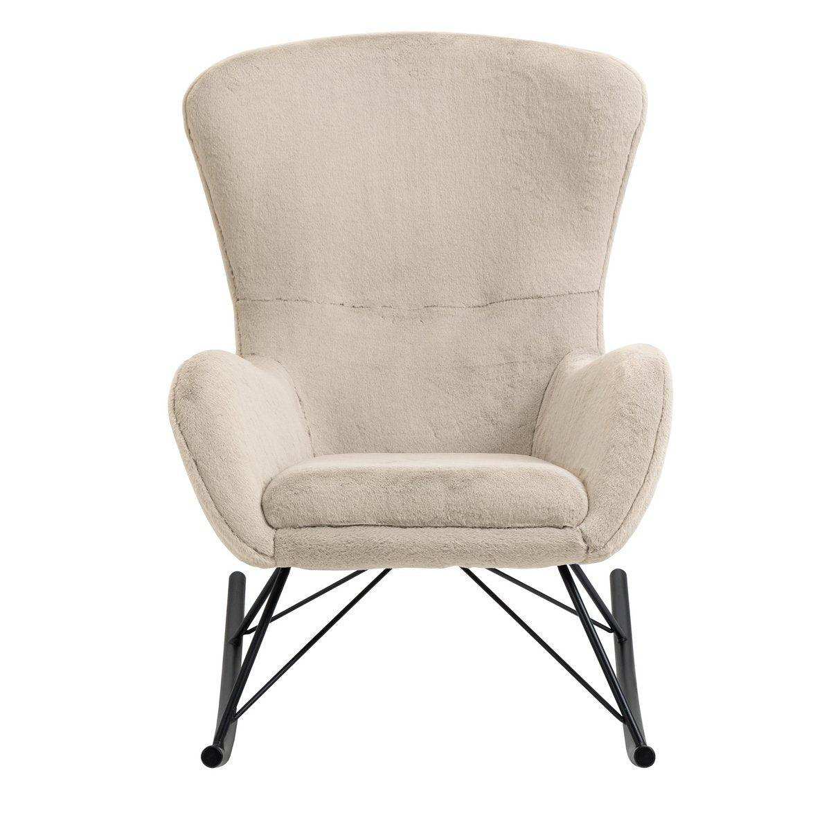 Schaukelstuhl in Lammfelloptik Beige - HomeDesign Knaus