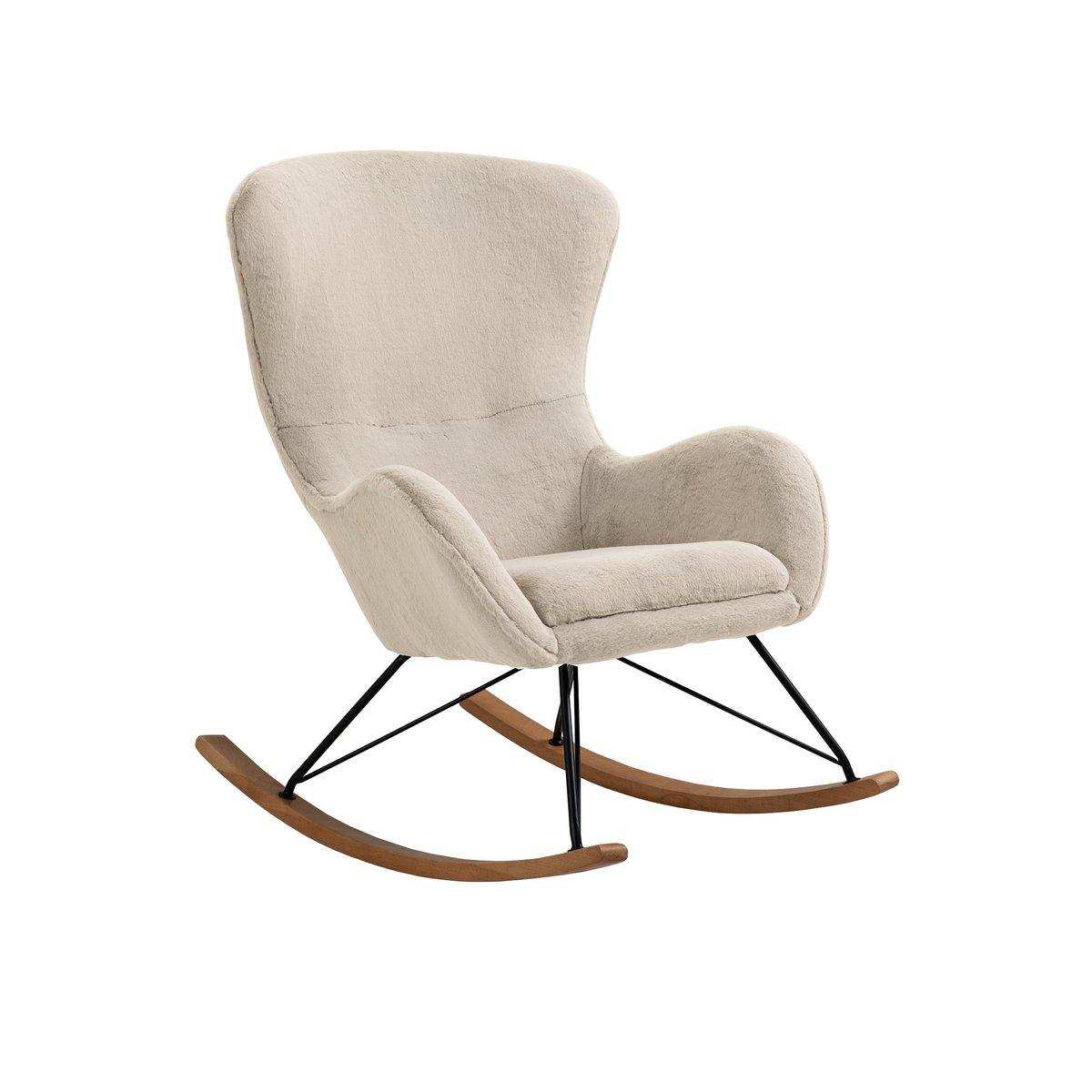 Schaukelstuhl in Lammfelloptik Beige - HomeDesign Knaus