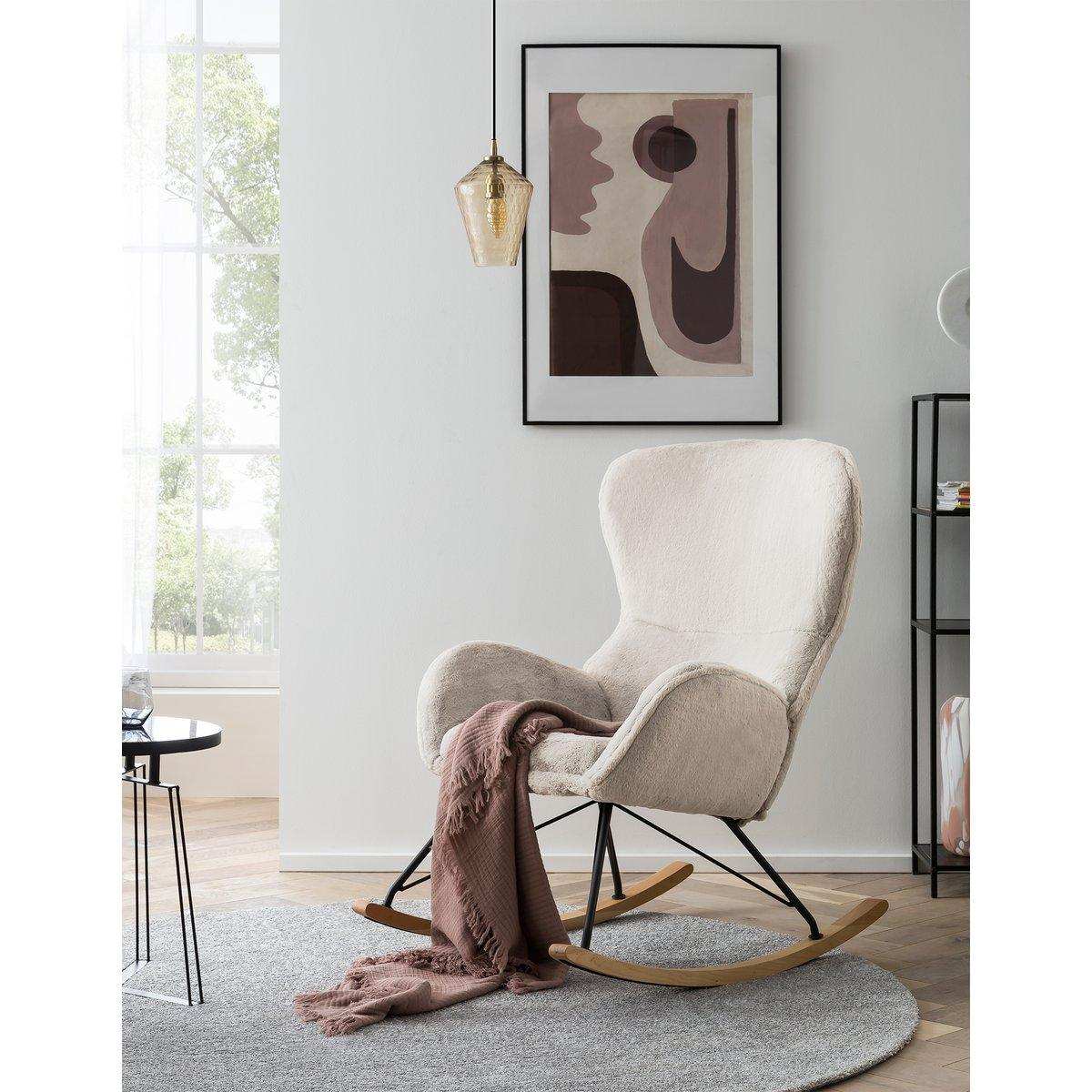 Schaukelstuhl in Lammfelloptik Beige - HomeDesign Knaus