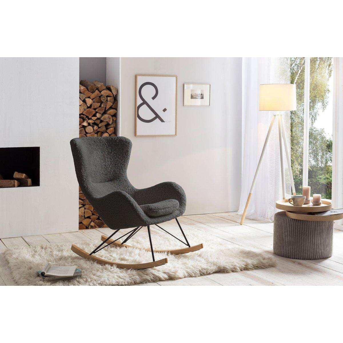 Schaukelstuhl Teddyfell Dunkelgrau - HomeDesign Knaus