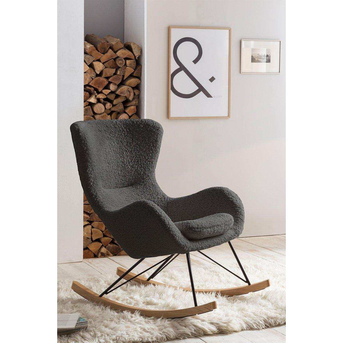 Schaukelstuhl Teddyfell Dunkelgrau - HomeDesign Knaus