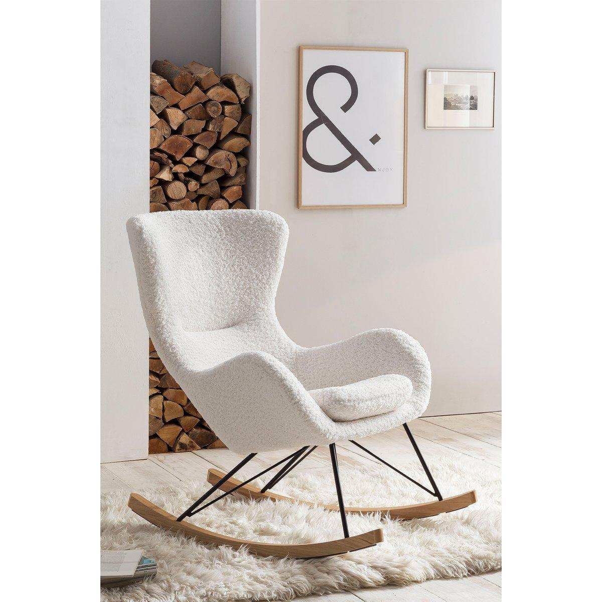 Schaukelstuhl Teddyfell weiß - HomeDesign Knaus