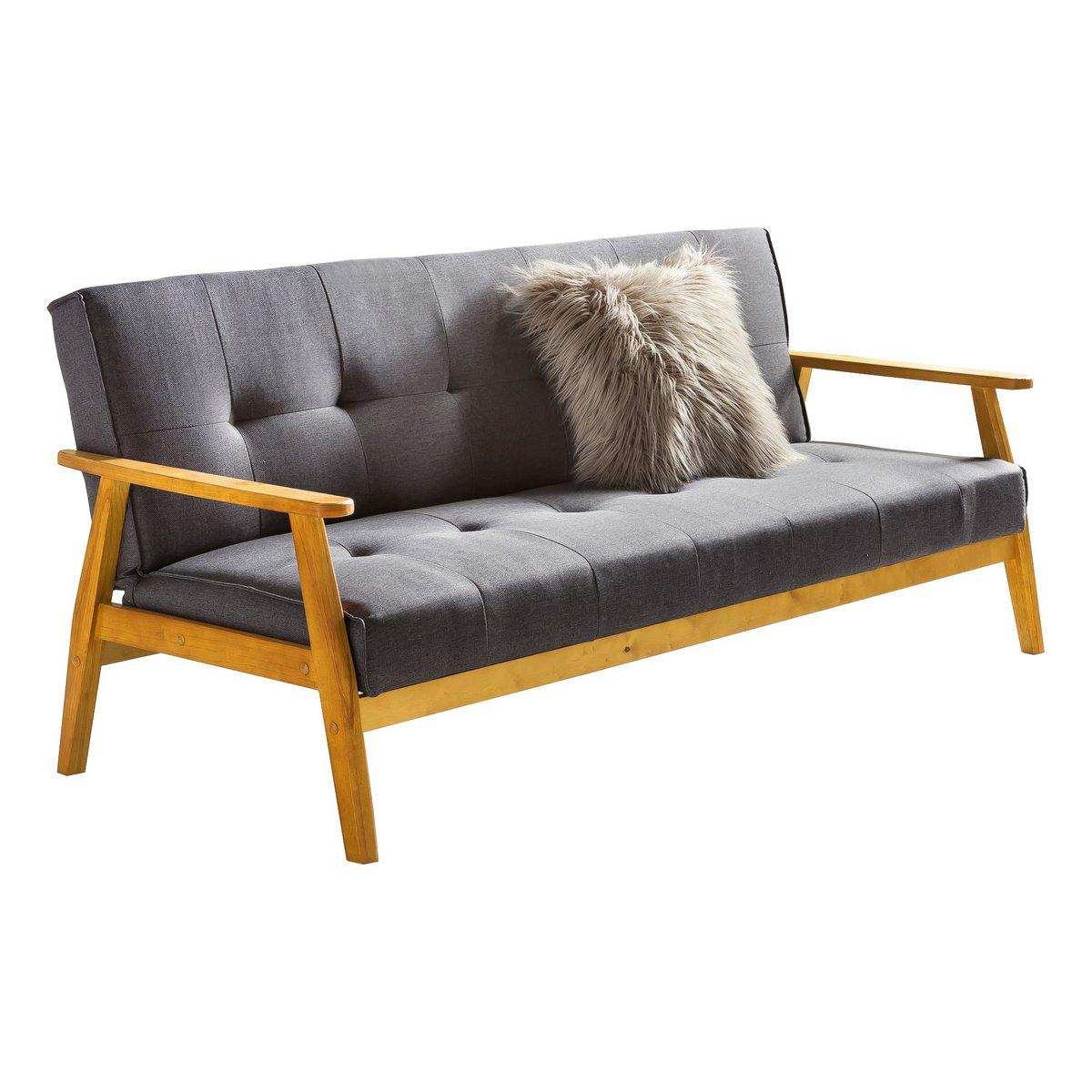 Schlafsofa 190x85x81 cm dunkelgrau Webstoff - HomeDesign Knaus