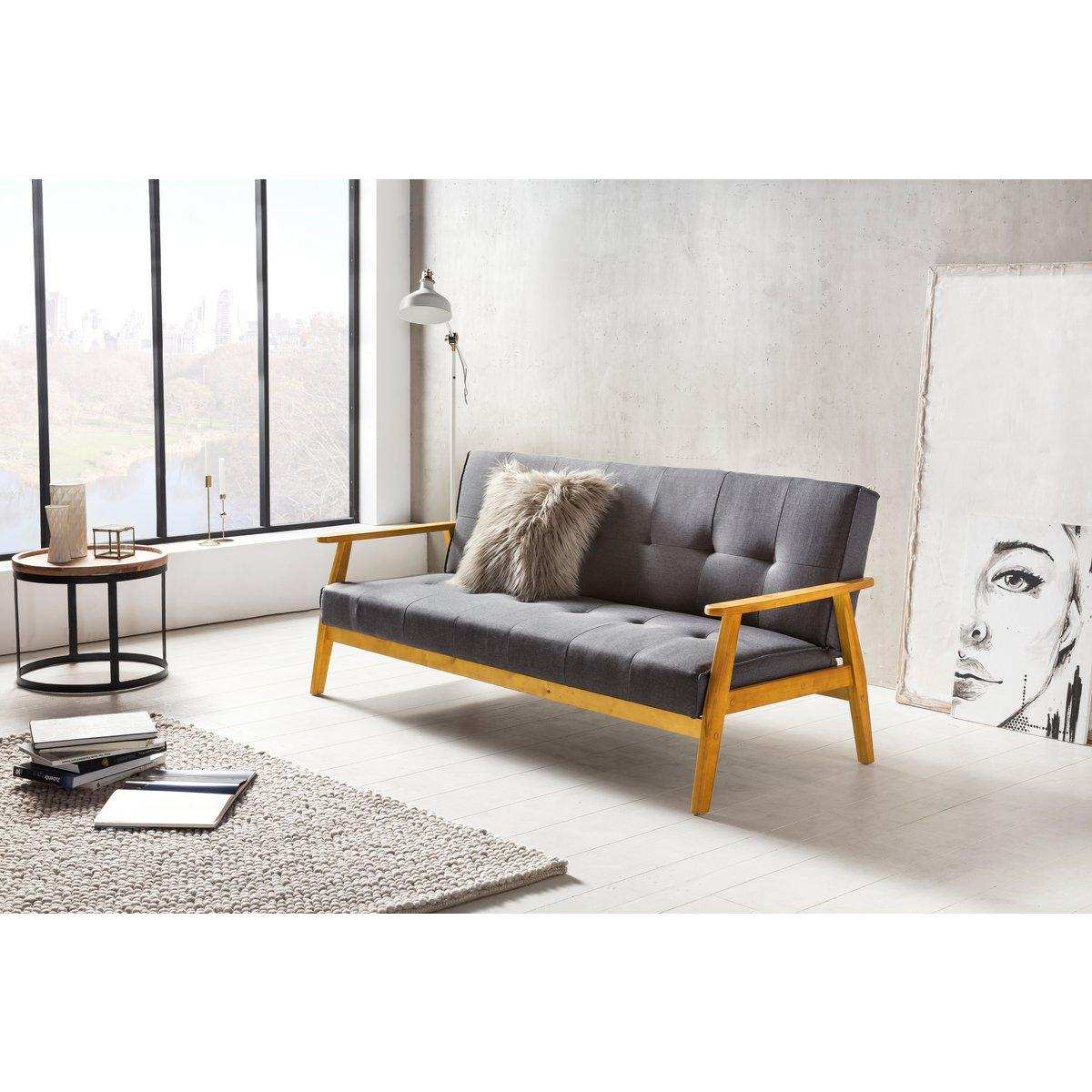 Schlafsofa 190x85x81 cm dunkelgrau Webstoff - HomeDesign Knaus