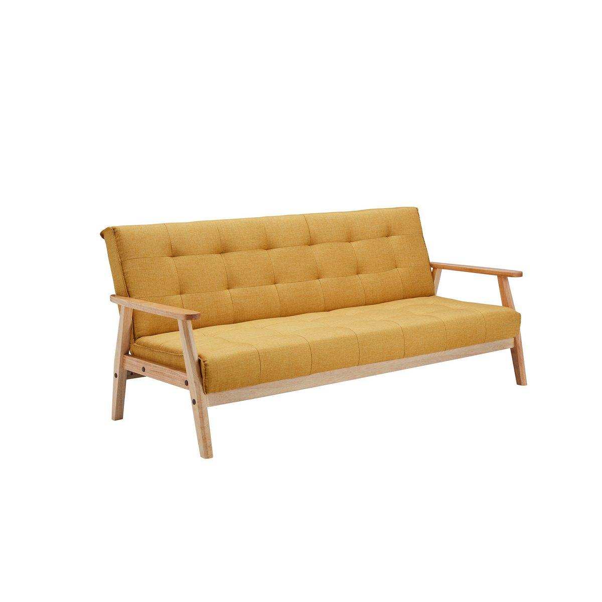 Schlafsofa skandinavisch Strukturstoff senfgelb - HomeDesign Knaus