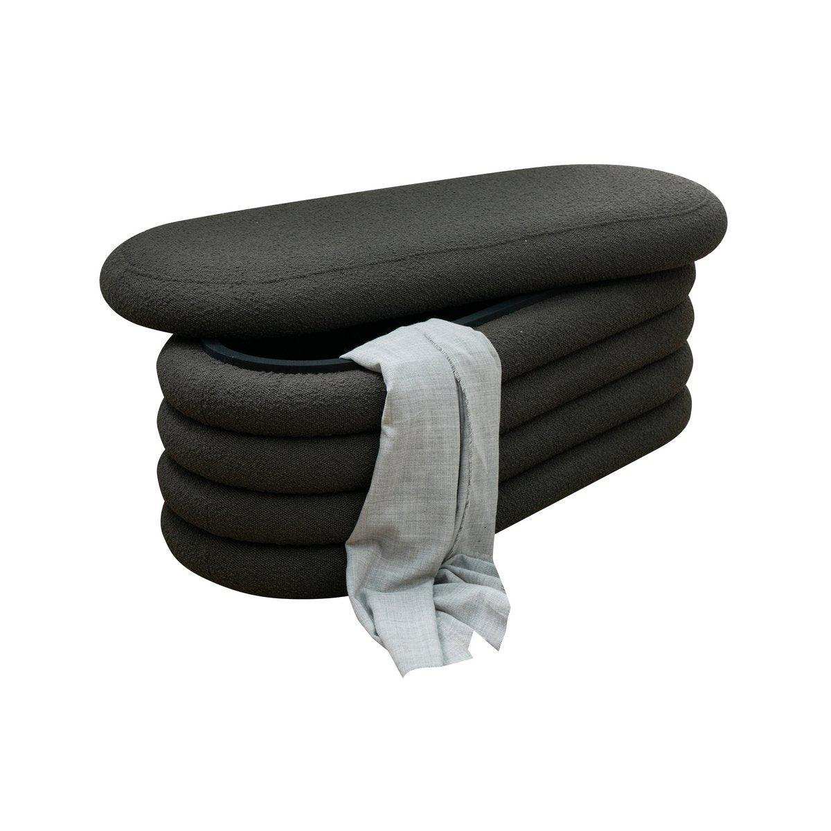 Schnallenpolsterhocker/Bettbank Anthrazit - HomeDesign Knaus