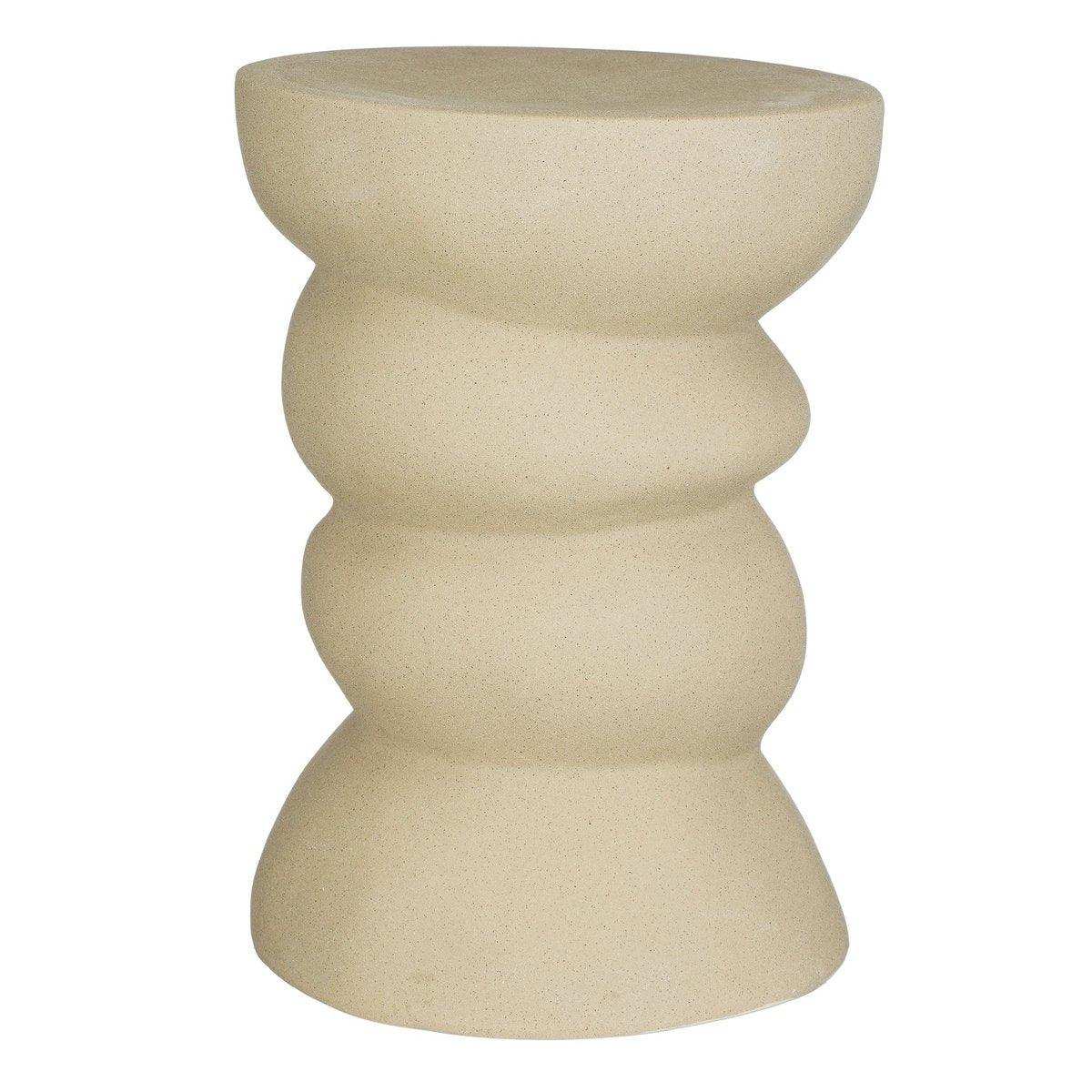 Screw Beistelltisch – L29 x B29 x H41 cm – Keramik – Beige - HomeDesign Knaus