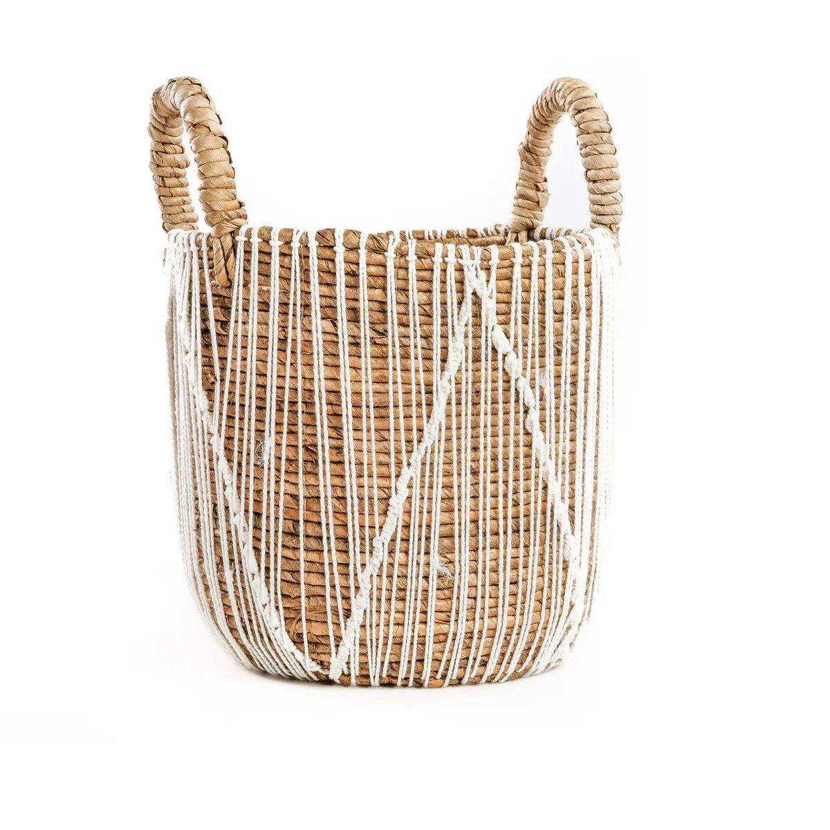 Seegras Aufbewahrungskorb Natur Wäschekorb Makramee 40 cm - HomeDesign Knaus