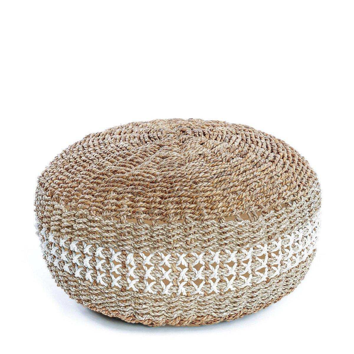 Seegrasfutter Makramee Hocker Sitzhocker handgefertigt - HomeDesign Knaus