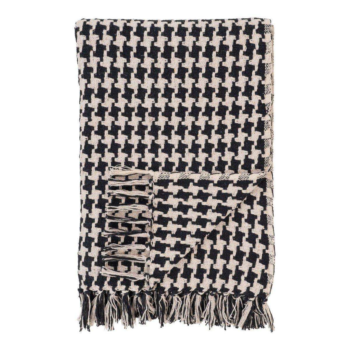 Seitenplaid - Plaid, schwarz/beige, 130x180 cm - HomeDesign Knaus