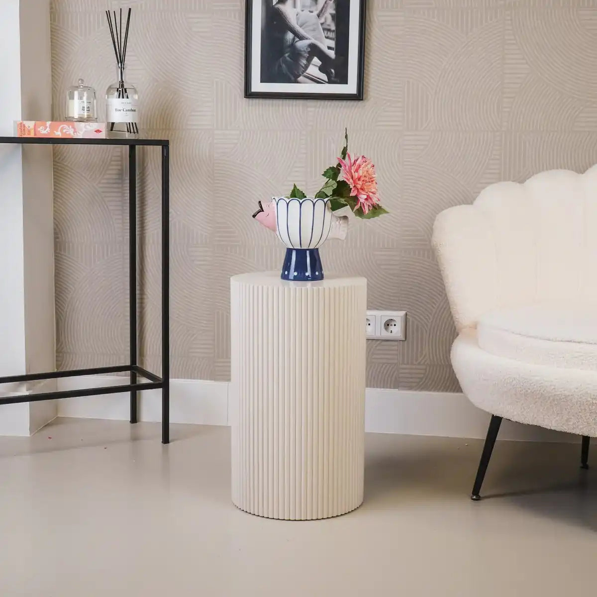 Seitentisch / Säule Zylinder - MDF - Sand - 30x54 cm - HomeDesign Knaus