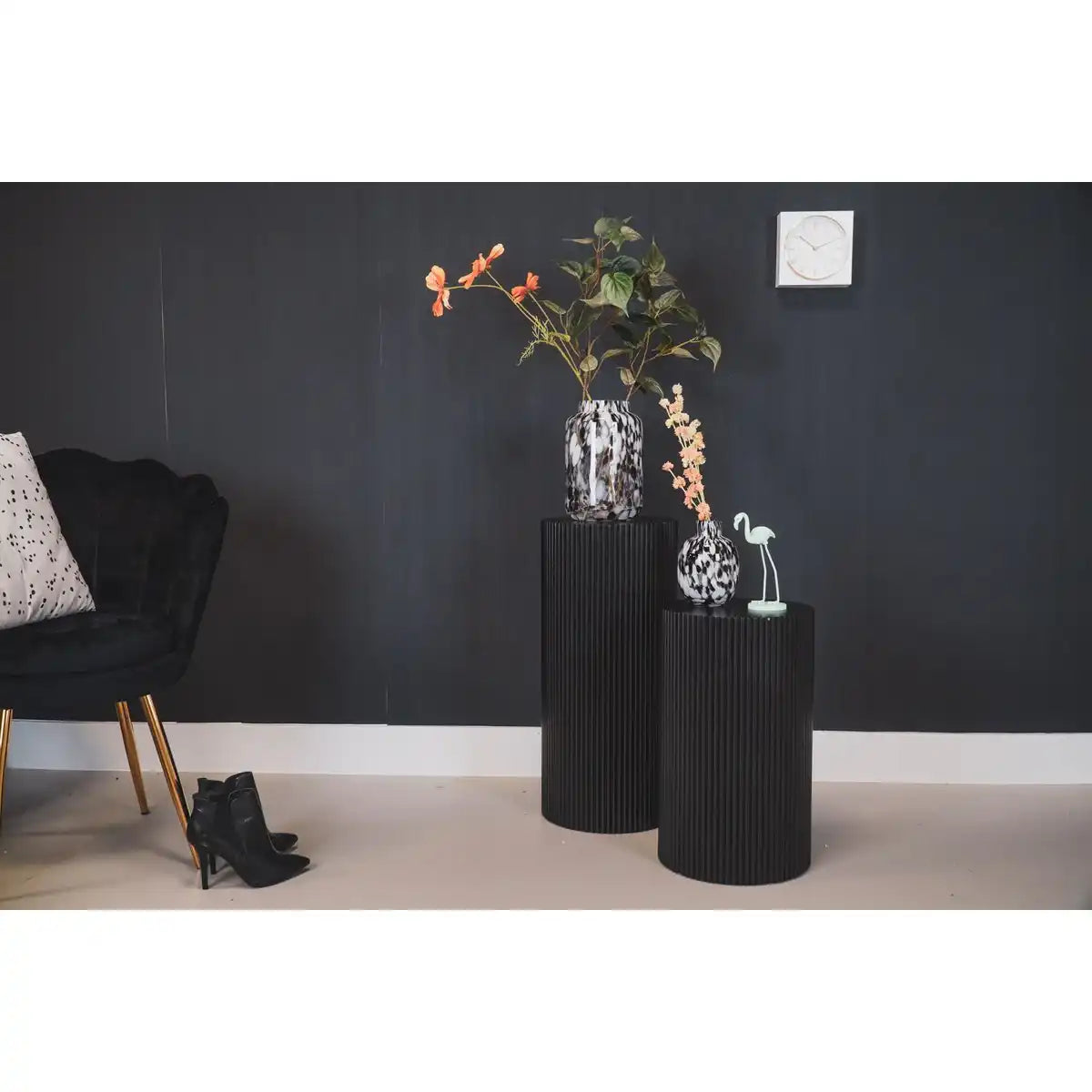Seitentisch / Säule Zylinder - MDF - Schwarz -30x65 cm - HomeDesign Knaus