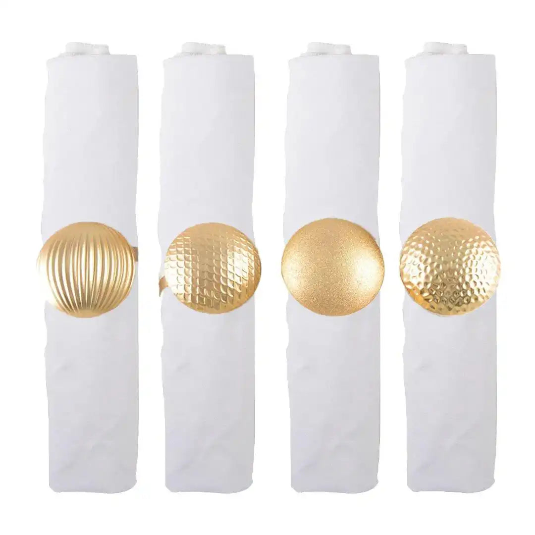 SERVIETTENRINGE MIT KNÖPFEN IN MATT GOLD - 4ER-SET - HomeDesign Knaus
