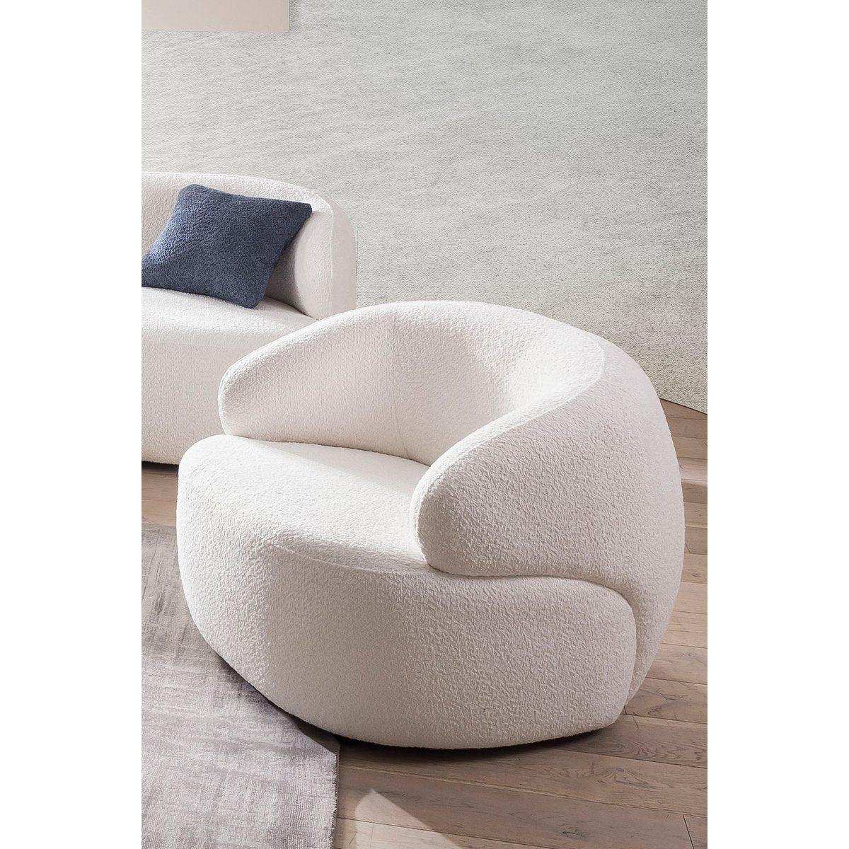 Sessel Bouclé Stoff Weiß - HomeDesign Knaus