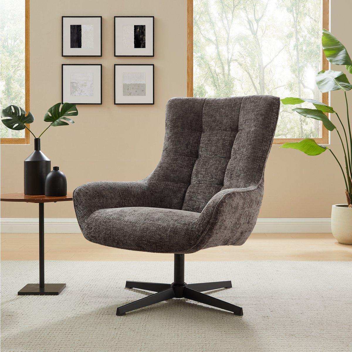 Sessel Chenillestoff Dunkelgrau - HomeDesign Knaus