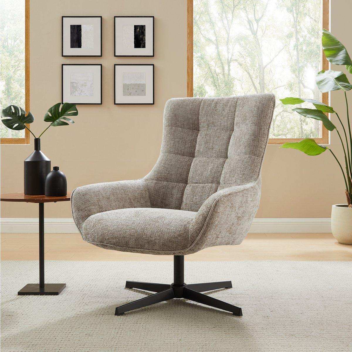 Sessel Chenillestoff Hellgrau - HomeDesign Knaus