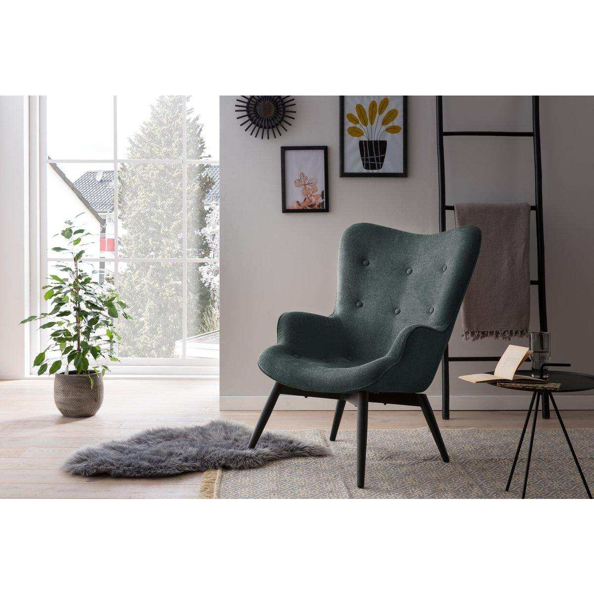 Sessel Tannengrün Strukturstoff - HomeDesign Knaus