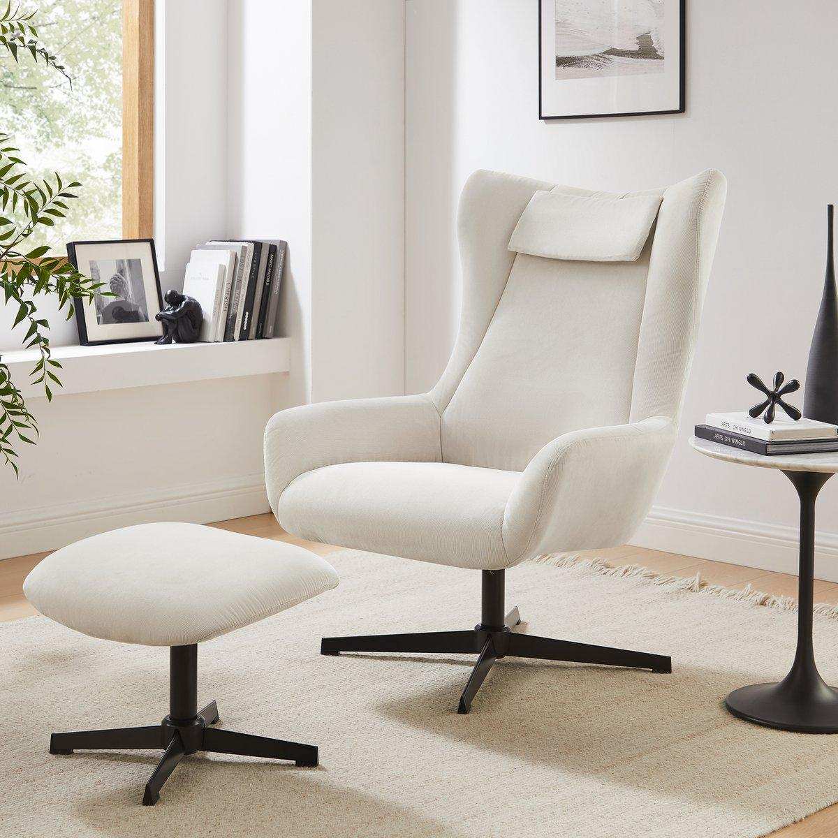 Sessel und Hocker Cordoptik Beige - HomeDesign Knaus