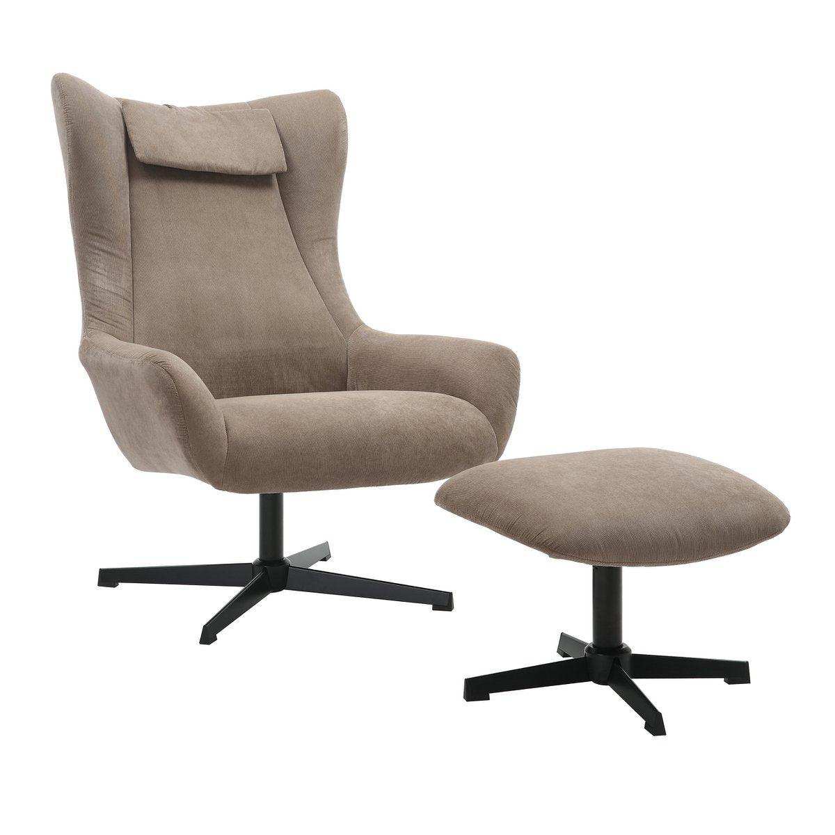Sessel und Hocker Cordoptik Braun - HomeDesign Knaus