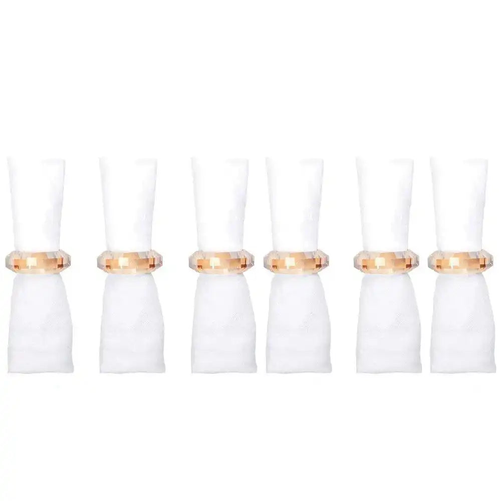 SET AUS 6 SERVIETTENRINGEN AUS BERNSTEINKRISTALL - HomeDesign Knaus