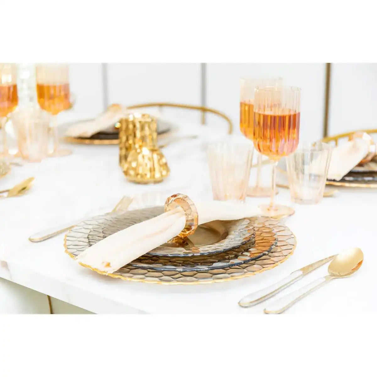 SET AUS 6 SERVIETTENRINGEN AUS BERNSTEINKRISTALL - HomeDesign Knaus