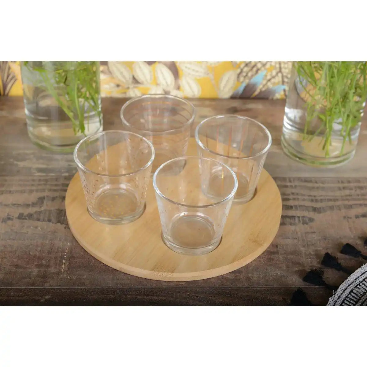 Set von 4 goldenen Tassen mit Holzschalen - HomeDesign Knaus