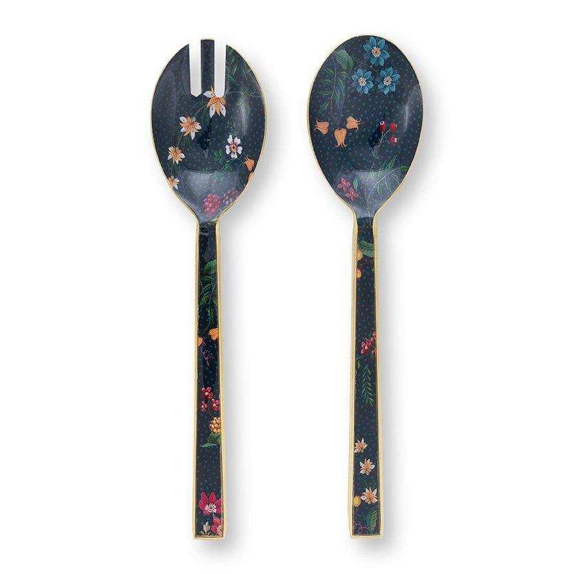 Set/2 Salatbesteck, emailliert, Beerenblau, 25 cm - HomeDesign Knaus