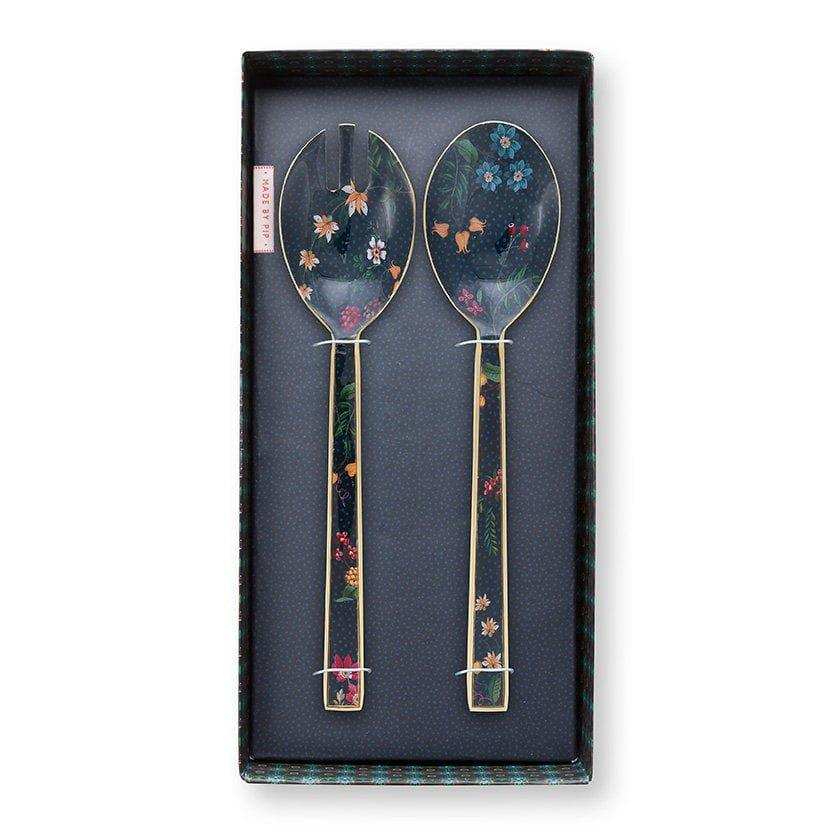 Set/2 Salatbesteck, emailliert, Beerenblau, 25 cm - HomeDesign Knaus