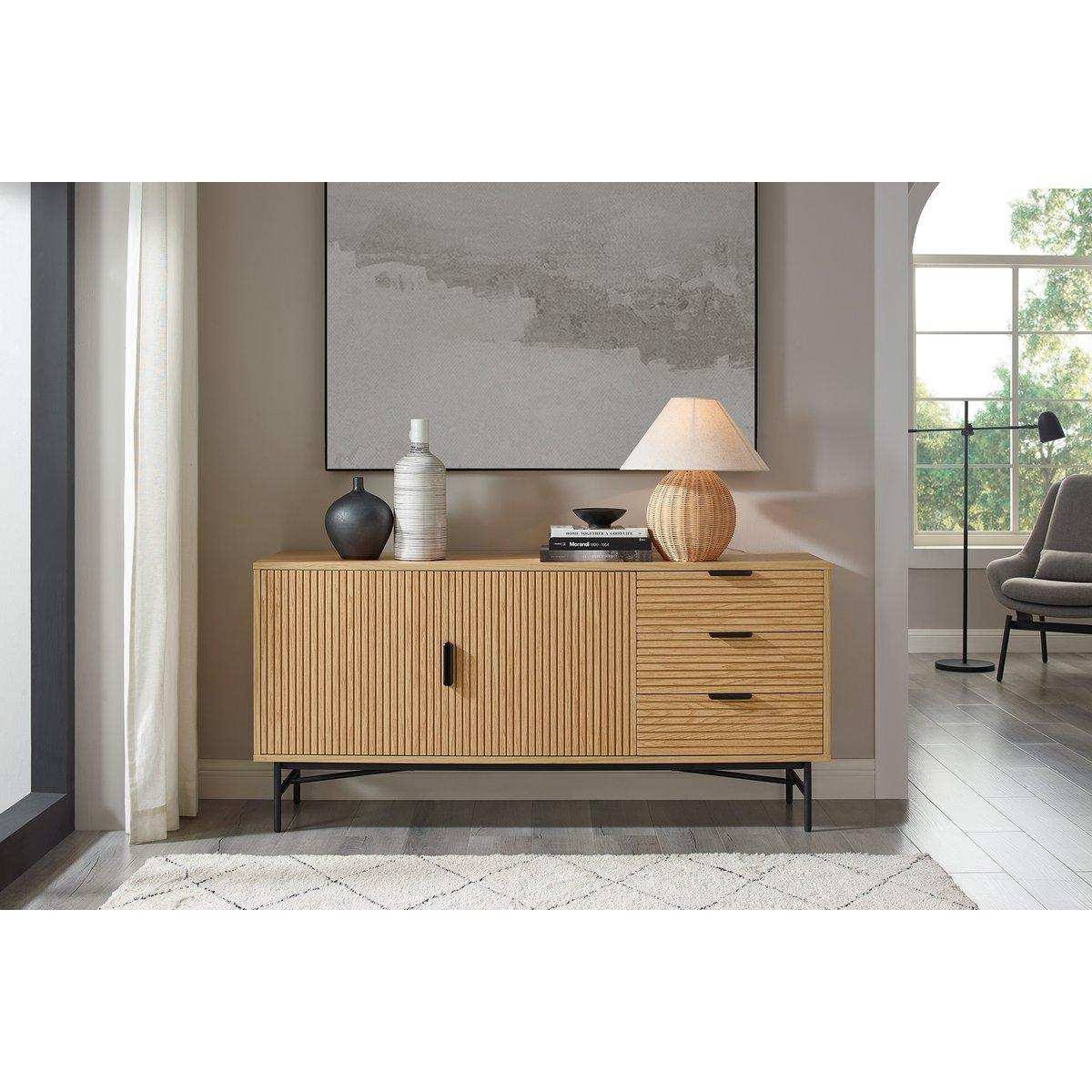 Sideboard 160 cm Eiche Echtholzfurnier - HomeDesign Knaus