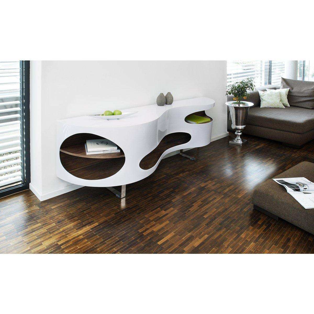 Sideboard 200x50x75 cm weiß/Walnuss - HomeDesign Knaus