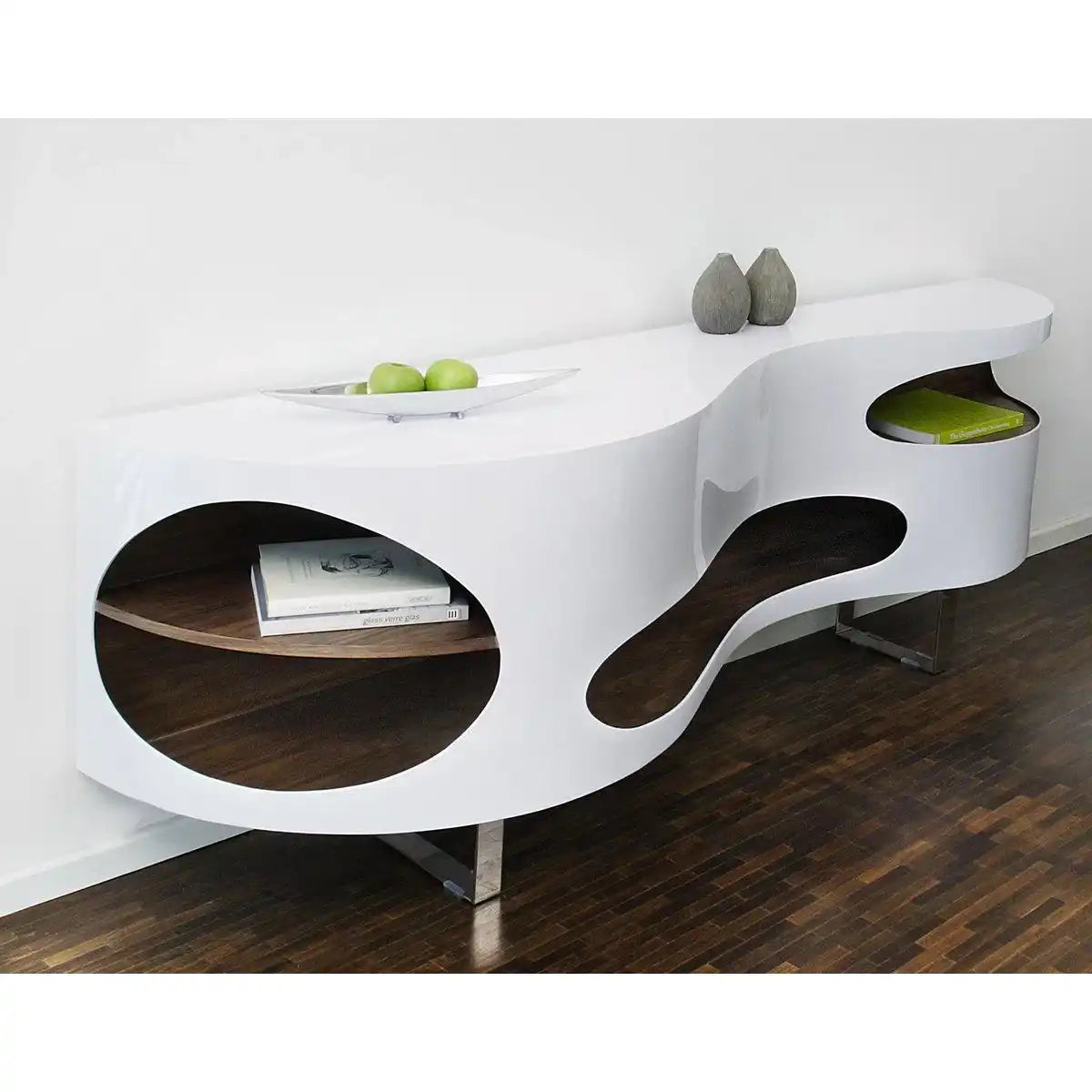 Sideboard 200x50x75 cm weiß/Walnuss - HomeDesign Knaus