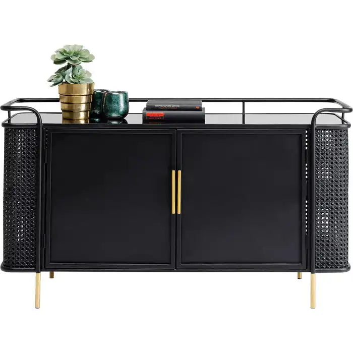 Sideboard Fence lackierten Stahl Gestell Gold 120x70cm - HomeDesign Knaus