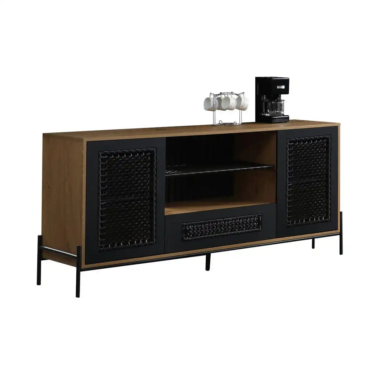 Sideboard Natur/Schwarz - HomeDesign Knaus