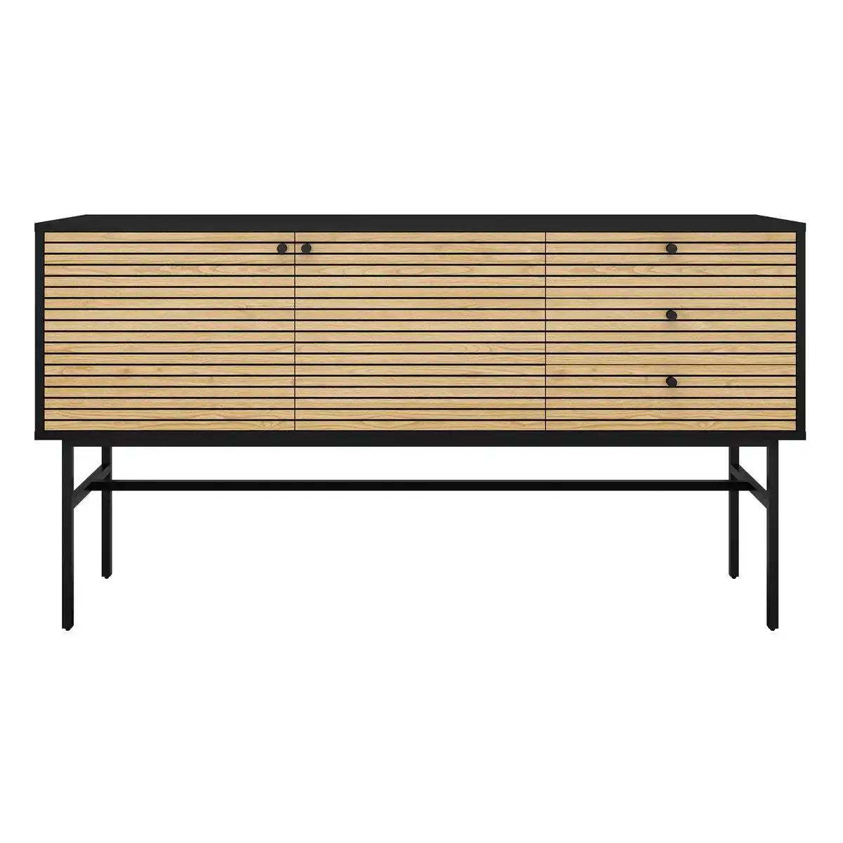 Sideboard Schwarz/Eiche Echtholzfurnier - HomeDesign Knaus